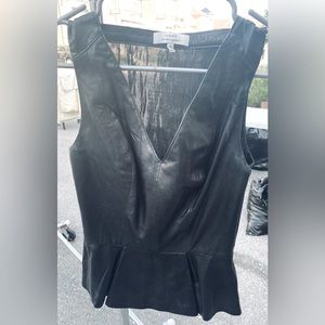 Real Leather! Robert Rodriguez Liquid Leather and Mesh sleeveless top.